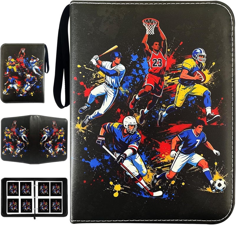 Rmannke 400 Pockets Sports Card Binder Sleeves for Trading Cards, Carrying Case with Sports Card Sleeves Album Holder Protectors for Football Baseball Cards - Image 1